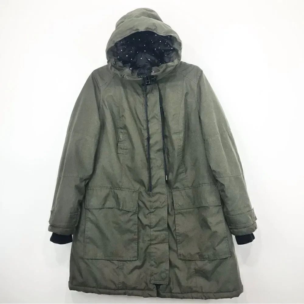 Torrid Olive Green Canvas Zip Up Hooded Winter Anorak Jacket Coat